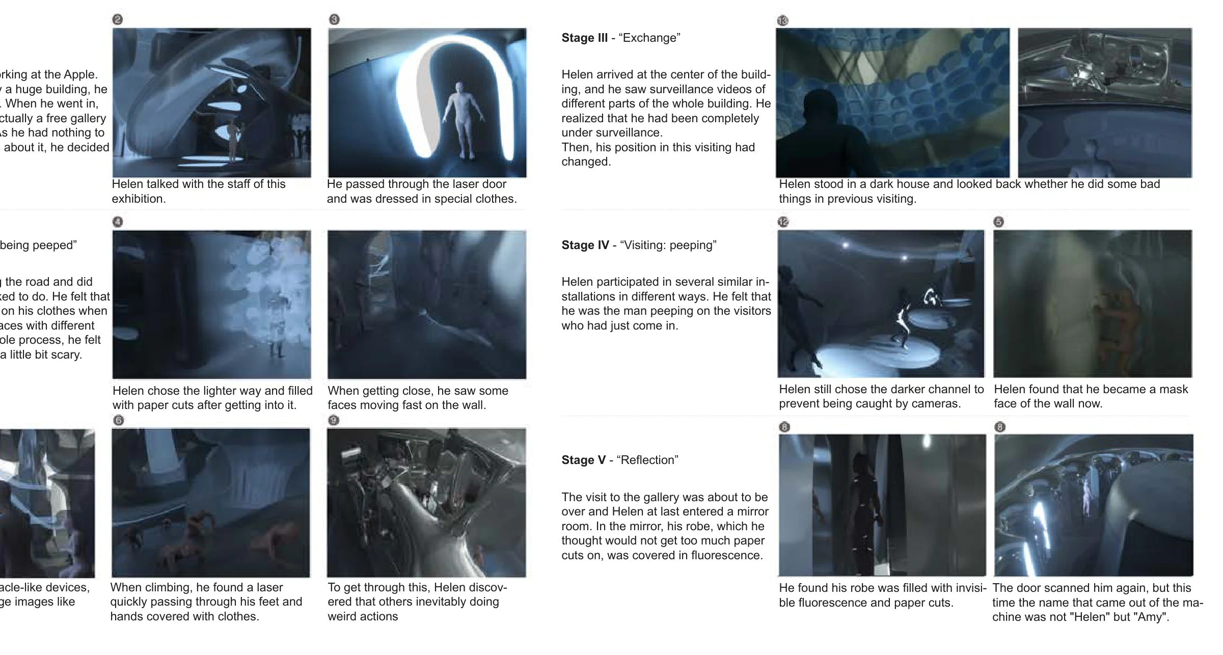 Storyboard of the proposed journey through the installation.